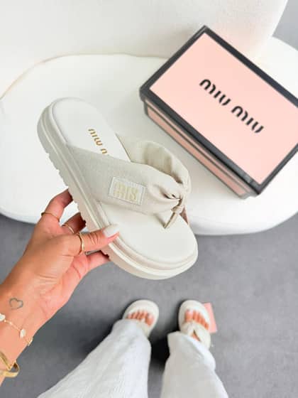 Miu miu chinelo plataforma luxo